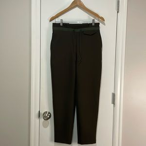 Topshop dark green/chocolate paperbag waist trousers